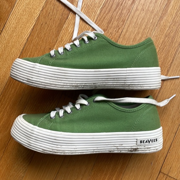 SeaVees Monterey Cactus Green Platform Sneaker Cotton Canvas Size 8 - Picture 2 of 5